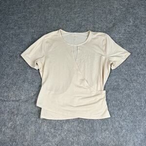 Lululemon Top Women's 2 Round Trip Short Sleeve Nude/Peach Wrap T-Shirt Tee